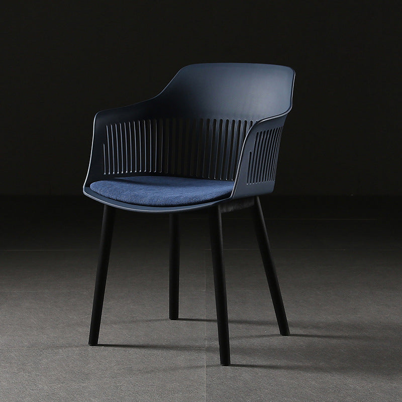 Contemporary Slat Back Arm Chair Matte Finish Metal Chair for Patio Dark Blue 1 Piece Clearhalo ' kitchen&dining_furn' 'Dining Chairs' 'Dining Tables & Seating' 'dining_chair' 'furn' 'furn_dining_chair' 'Furniture' 'furniture_dining_chair' 'Kitchen & Dining Furniture' 'kitchen' 4287546