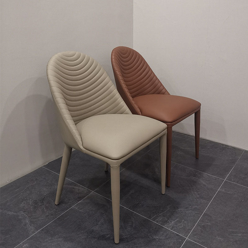 Modern Leather Curved Sloped Armless Chair Matte Finish Parsons Chair for Brasserie Clearhalo ' kitchen&dining_furn' 'Dining Chairs' 'Dining Tables & Seating' 'dining_chair' 'furn' 'furn_dining_chair' 'Furniture' 'furniture_dining_chair' 'Kitchen & Dining Furniture' 'kitchen' 4287553