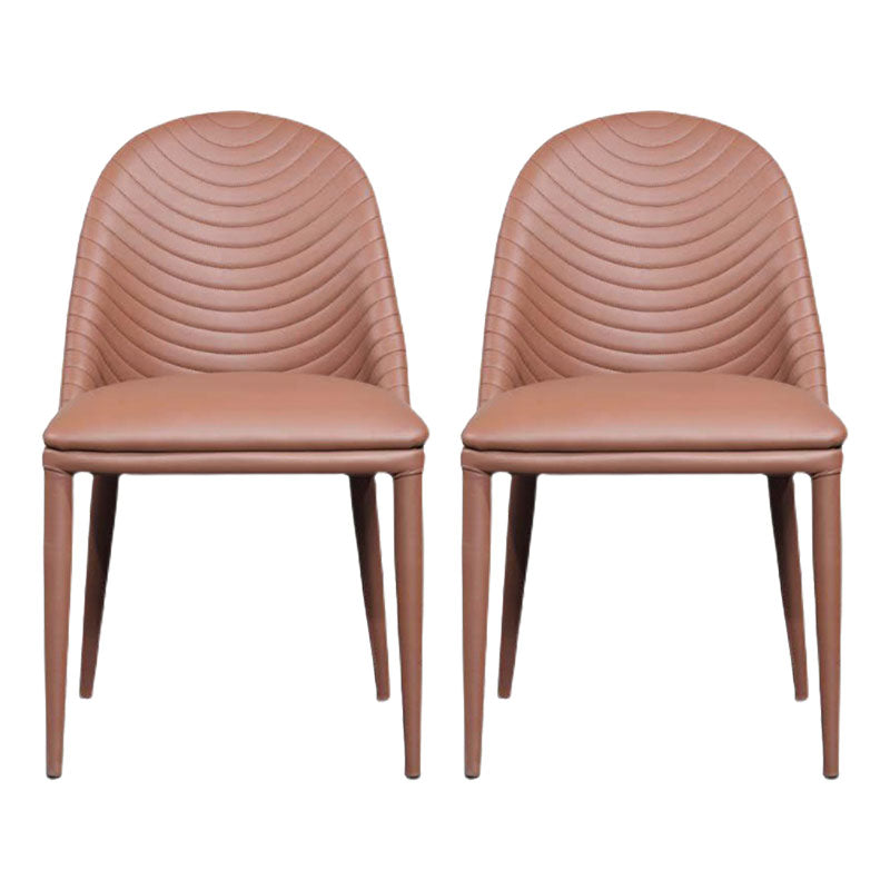 Modern Leather Curved Sloped Armless Chair Matte Finish Parsons Chair for Brasserie Coffee 2 Piece Set Clearhalo ' kitchen&dining_furn' 'Dining Chairs' 'Dining Tables & Seating' 'dining_chair' 'furn' 'furn_dining_chair' 'Furniture' 'furniture_dining_chair' 'Kitchen & Dining Furniture' 'kitchen' 4287554