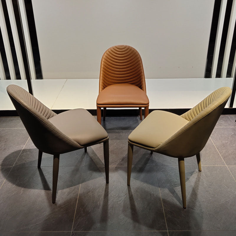 Modern Leather Curved Sloped Armless Chair Matte Finish Parsons Chair for Brasserie Clearhalo ' kitchen&dining_furn' 'Dining Chairs' 'Dining Tables & Seating' 'dining_chair' 'furn' 'furn_dining_chair' 'Furniture' 'furniture_dining_chair' 'Kitchen & Dining Furniture' 'kitchen' 4287555