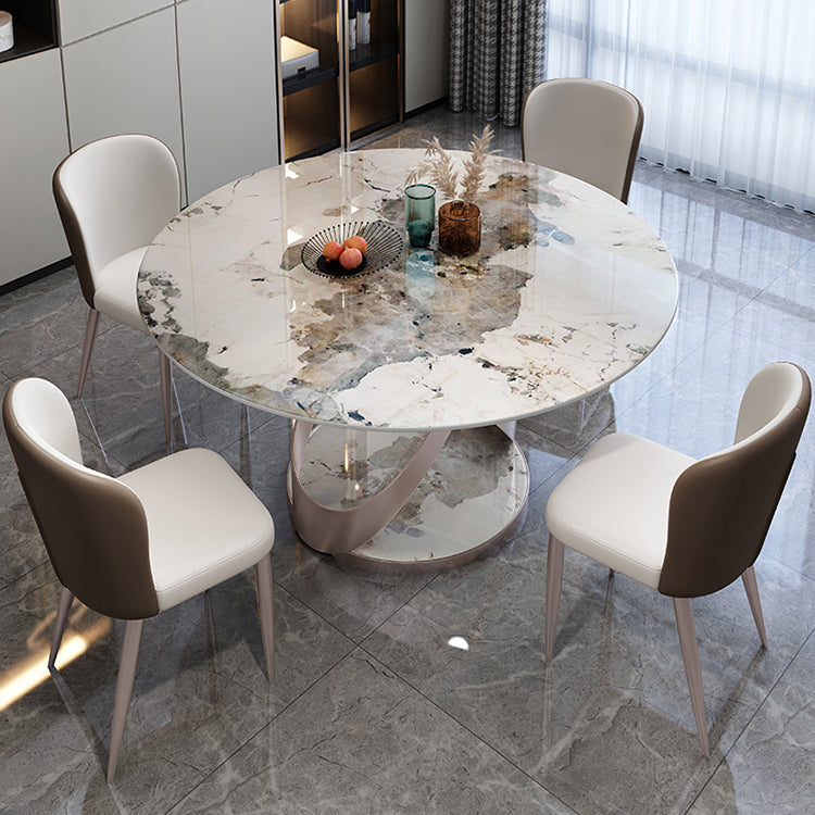 29.52''H Glam Round Dining Table Standard Sintered Stone Dining Table with Pedestal Base Clearhalo ' dining_table' 'Dining Tables & Seating' 'Dining Tables' 'furn' 'furn_dining_table' 'Furniture' 'furniture_dining_table' 'Kitchen & Dining Furniture' 'kitchen&dining_furn' 'kitchen' 'kitchen_dining_table' 4287564