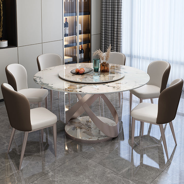 29.52''H Glam Round Dining Table Standard Sintered Stone Dining Table with Pedestal Base Clearhalo ' dining_table' 'Dining Tables & Seating' 'Dining Tables' 'furn' 'furn_dining_table' 'Furniture' 'furniture_dining_table' 'Kitchen & Dining Furniture' 'kitchen&dining_furn' 'kitchen' 'kitchen_dining_table' 4287565