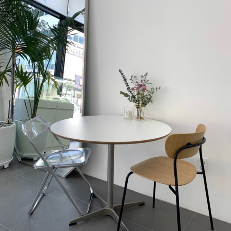 Modern MDF Round Dining Table Standard White Dining Table with Pedestal Base Clearhalo ' dining_table' 'Dining Tables & Seating' 'Dining Tables' 'Furniture' 'furniture_dining_table' 'Kitchen & Dining Furniture' 'kitchen&dining_furn' 'kitchen' 'kitchen_dining_table' 4287576