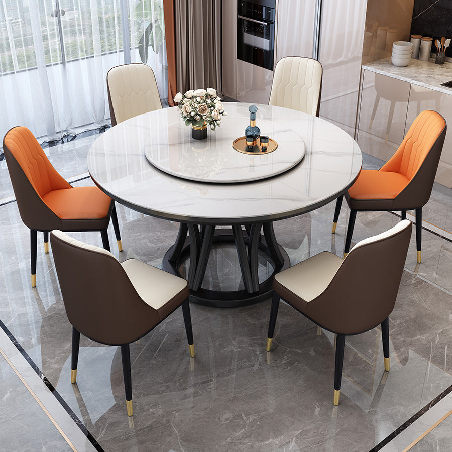 Minimalist Round Sintered Stone Table Kitchen Dining Table with Pedestal Base Clearhalo ' dining_table' 'Dining Tables & Seating' 'Dining Tables' 'furn' 'furn_dining_table' 'Furniture' 'furniture_dining_table' 'Kitchen & Dining Furniture' 'kitchen&dining_furn' 'kitchen' 'kitchen_dining_table' 4287593