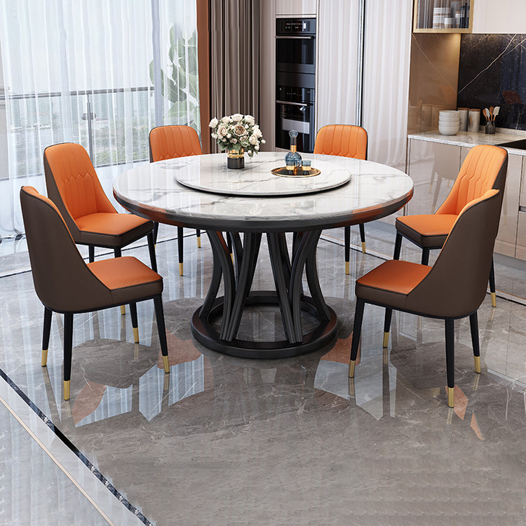 Minimalist Round Sintered Stone Table Kitchen Dining Table with Pedestal Base Clearhalo ' dining_table' 'Dining Tables & Seating' 'Dining Tables' 'furn' 'furn_dining_table' 'Furniture' 'furniture_dining_table' 'Kitchen & Dining Furniture' 'kitchen&dining_furn' 'kitchen' 'kitchen_dining_table' 4287595