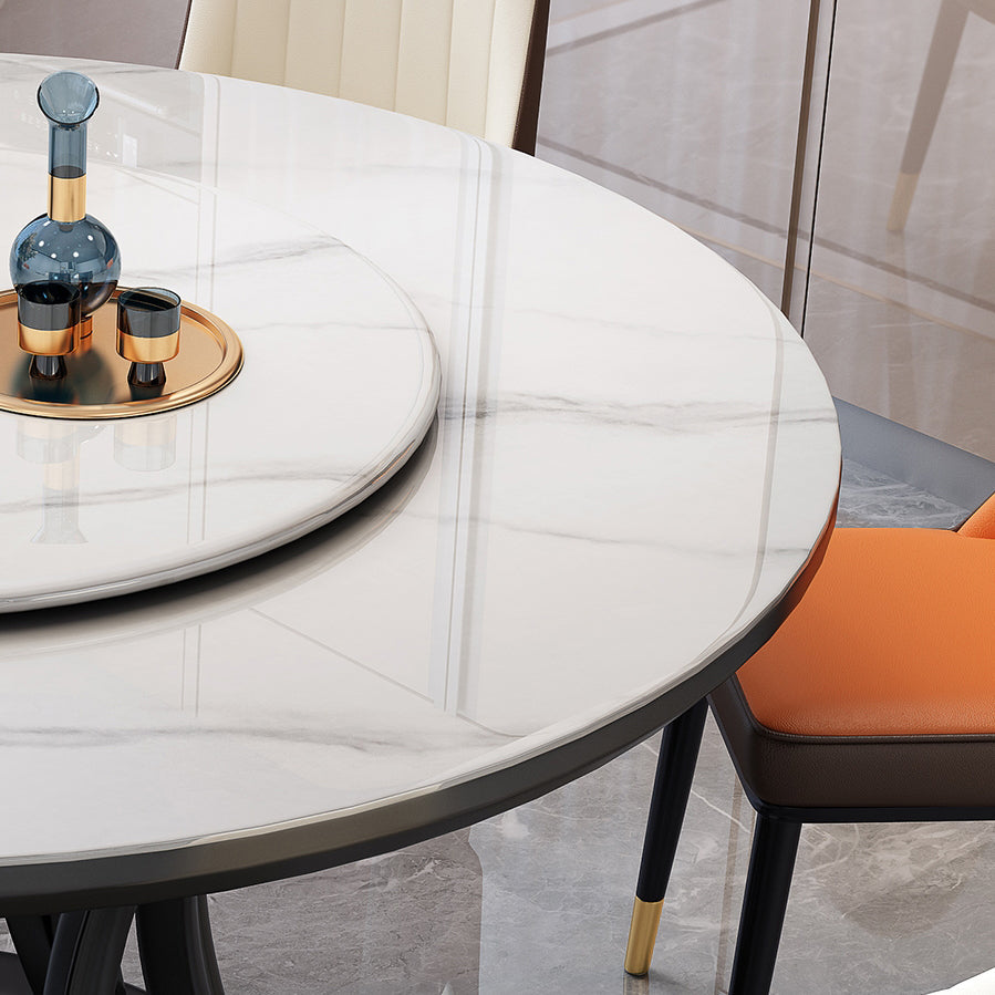 Minimalist Round Sintered Stone Table Kitchen Dining Table with Pedestal Base Clearhalo ' dining_table' 'Dining Tables & Seating' 'Dining Tables' 'furn' 'furn_dining_table' 'Furniture' 'furniture_dining_table' 'Kitchen & Dining Furniture' 'kitchen&dining_furn' 'kitchen' 'kitchen_dining_table' 4287598