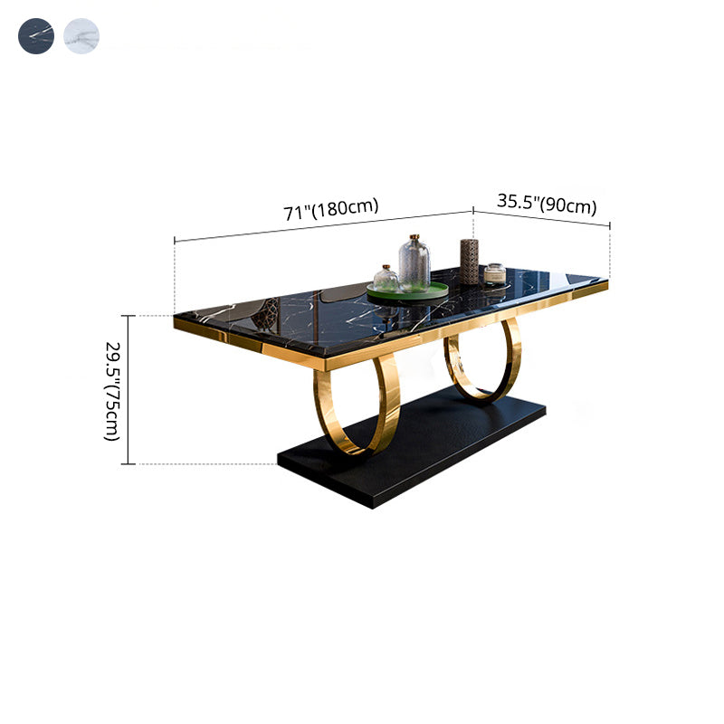 Traditional Luxury Dining Table Rectangle Stone Dining Table with Gold Frame for Home Use Clearhalo ' dining_table' 'Dining Tables & Seating' 'Dining Tables' 'furn' 'furn_dining_table' 'Furniture' 'furniture_dining_table' 'Kitchen & Dining Furniture' 'kitchen&dining_furn' 'kitchen' 'kitchen_dining_table' 4287634