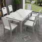 Rectangle Mid-Century Dining Table White Sintered Stone Fixed Table Gray Without Chairs Clearhalo ' dining_table' 'Dining Tables & Seating' 'Dining Tables' 'furn' 'furn_dining_table' 'Furniture' 'furniture_dining_table' 'Kitchen & Dining Furniture' 'kitchen&dining_furn' 'kitchen' 'kitchen_dining_table' 4287636