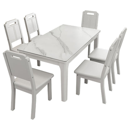 Rectangle Mid-Century Dining Table White Sintered Stone Fixed Table White Without Chairs Clearhalo ' dining_table' 'Dining Tables & Seating' 'Dining Tables' 'furn' 'furn_dining_table' 'Furniture' 'furniture_dining_table' 'Kitchen & Dining Furniture' 'kitchen&dining_furn' 'kitchen' 'kitchen_dining_table' 4287639