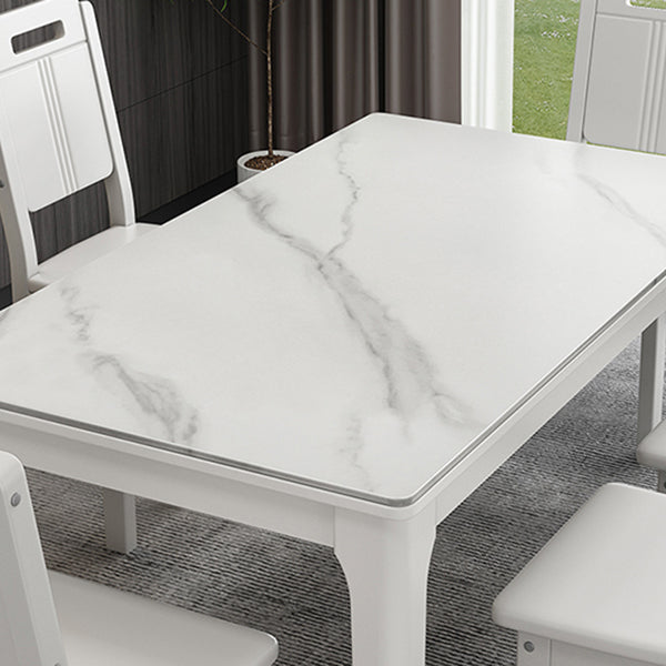 Rectangle Mid-Century Dining Table White Sintered Stone Fixed Table Clearhalo ' dining_table' 'Dining Tables & Seating' 'Dining Tables' 'furn' 'furn_dining_table' 'Furniture' 'furniture_dining_table' 'Kitchen & Dining Furniture' 'kitchen&dining_furn' 'kitchen' 'kitchen_dining_table' 4287640