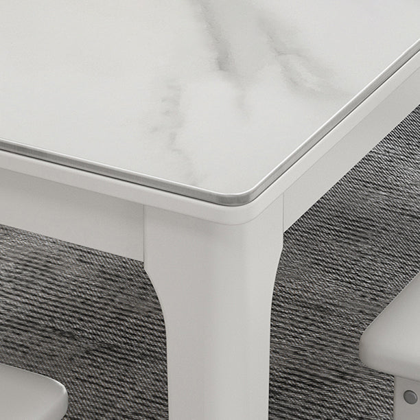 Rectangle Mid-Century Dining Table White Sintered Stone Fixed Table Clearhalo ' dining_table' 'Dining Tables & Seating' 'Dining Tables' 'furn' 'furn_dining_table' 'Furniture' 'furniture_dining_table' 'Kitchen & Dining Furniture' 'kitchen&dining_furn' 'kitchen' 'kitchen_dining_table' 4287641