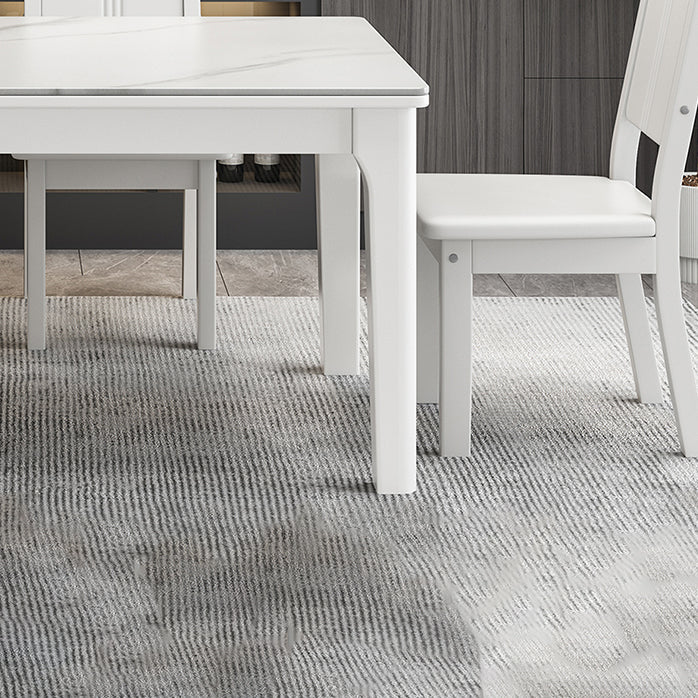Rectangle Mid-Century Dining Table White Sintered Stone Fixed Table Clearhalo ' dining_table' 'Dining Tables & Seating' 'Dining Tables' 'furn' 'furn_dining_table' 'Furniture' 'furniture_dining_table' 'Kitchen & Dining Furniture' 'kitchen&dining_furn' 'kitchen' 'kitchen_dining_table' 4287642