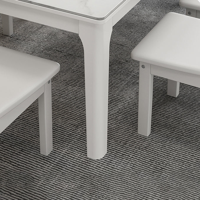 Rectangle Mid-Century Dining Table White Sintered Stone Fixed Table Clearhalo ' dining_table' 'Dining Tables & Seating' 'Dining Tables' 'furn' 'furn_dining_table' 'Furniture' 'furniture_dining_table' 'Kitchen & Dining Furniture' 'kitchen&dining_furn' 'kitchen' 'kitchen_dining_table' 4287643