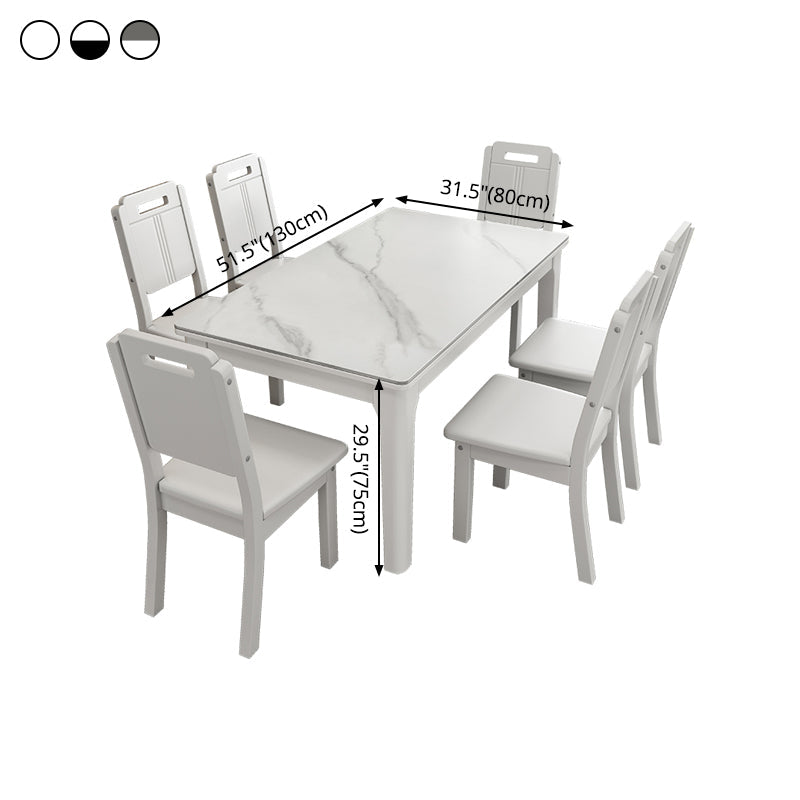 Rectangle Mid-Century Dining Table White Sintered Stone Fixed Table Clearhalo ' dining_table' 'Dining Tables & Seating' 'Dining Tables' 'furn' 'furn_dining_table' 'Furniture' 'furniture_dining_table' 'Kitchen & Dining Furniture' 'kitchen&dining_furn' 'kitchen' 'kitchen_dining_table' 4287646