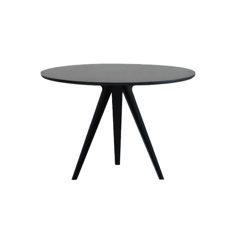 Contemporary Round Shape MDF Table Standard Kitchen Dining Table with Pedestal Base Black 39.4"L x 39.4"W x 29.5"H Without Chairs Clearhalo ' dining_table' 'Dining Tables & Seating' 'Dining Tables' 'furn' 'furn_dining_table' 'Furniture' 'furniture_dining_table' 'Kitchen & Dining Furniture' 'kitchen&dining_furn' 'kitchen' 'kitchen_dining_table' 4287683