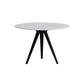 Contemporary Round Shape MDF Table Standard Kitchen Dining Table with Pedestal Base White 39.4"L x 39.4"W x 29.5"H Without Chairs Clearhalo ' dining_table' 'Dining Tables & Seating' 'Dining Tables' 'furn' 'furn_dining_table' 'Furniture' 'furniture_dining_table' 'Kitchen & Dining Furniture' 'kitchen&dining_furn' 'kitchen' 'kitchen_dining_table' 4287699