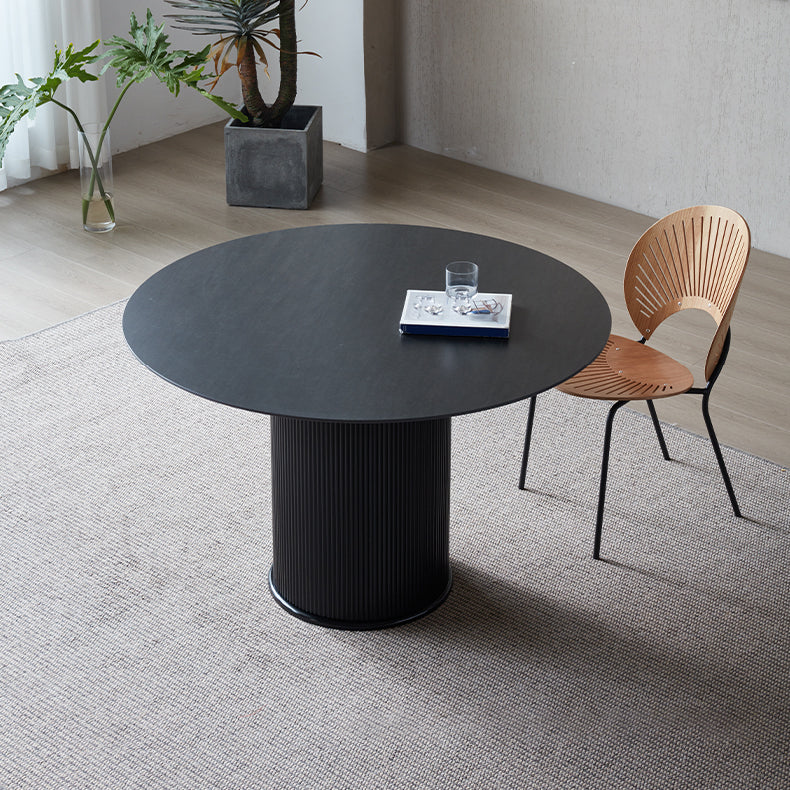 Sintered Stone Top Round Table for Restaurant Modern Kitchen Table with Pedestal Base Clearhalo ' dining_table' 'Dining Tables & Seating' 'Dining Tables' 'furn' 'furn_dining_table' 'Furniture' 'furniture_dining_table' 'Kitchen & Dining Furniture' 'kitchen&dining_furn' 'kitchen' 'kitchen_dining_table' 4287733