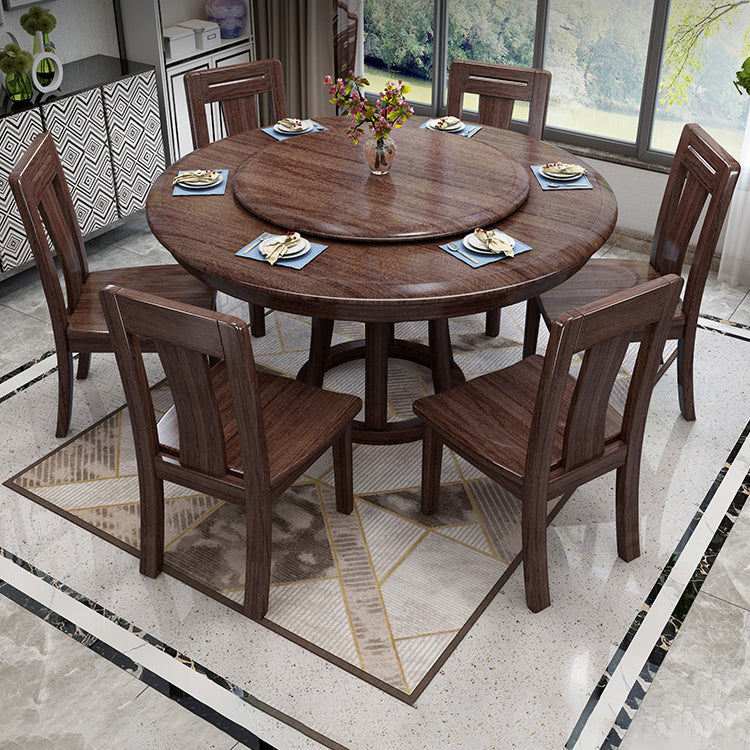 Modern Round Shape Brown Table Solid Wood Standard Dining Table for Kitchen Clearhalo ' dining_table' 'Dining Tables & Seating' 'Dining Tables' 'furn' 'furn_dining_table' 'Furniture' 'furniture_dining_table' 'Kitchen & Dining Furniture' 'kitchen&dining_furn' 'kitchen' 'kitchen_dining_table' 4287747