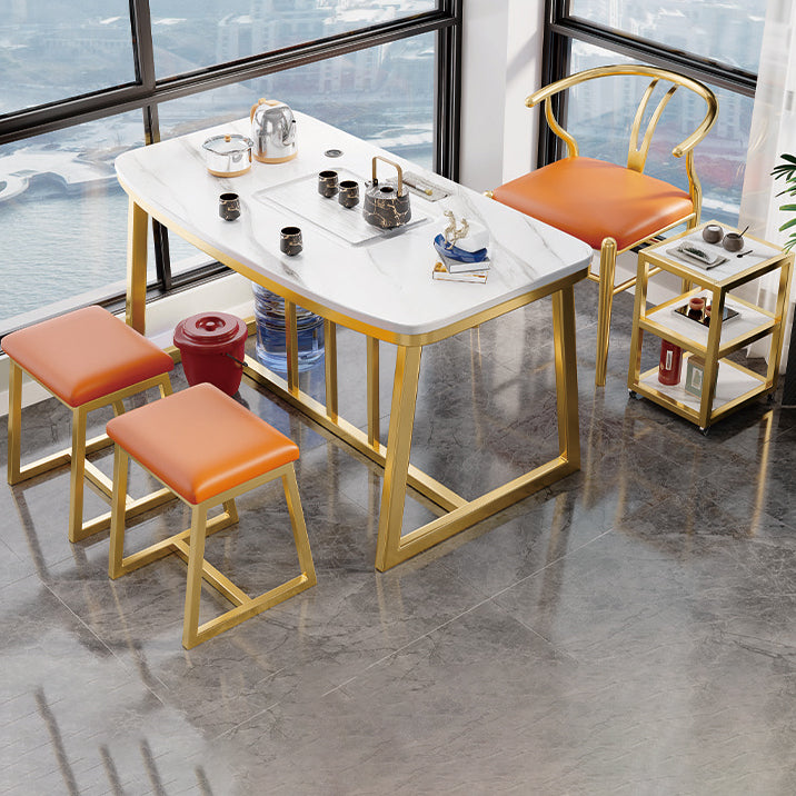 Metal Traditional Luxury Rectangle Table Sintered Stone Table,47"L x 21"W x 29"H Clearhalo ' dining_table' 'Dining Tables & Seating' 'Dining Tables' 'furn' 'furn_dining_table' 'Furniture' 'furniture_dining_table' 'Kitchen & Dining Furniture' 'kitchen&dining_furn' 'kitchen' 'kitchen_dining_table' 4287758