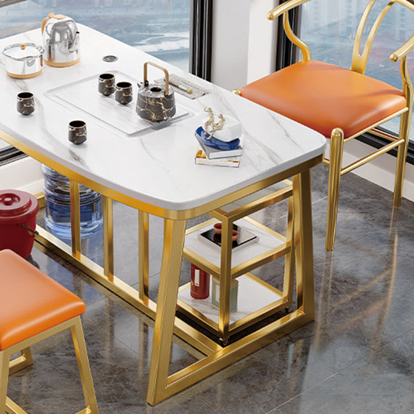 Metal Traditional Luxury Rectangle Table Sintered Stone Table,47"L x 21"W x 29"H Clearhalo ' dining_table' 'Dining Tables & Seating' 'Dining Tables' 'furn' 'furn_dining_table' 'Furniture' 'furniture_dining_table' 'Kitchen & Dining Furniture' 'kitchen&dining_furn' 'kitchen' 'kitchen_dining_table' 4287761