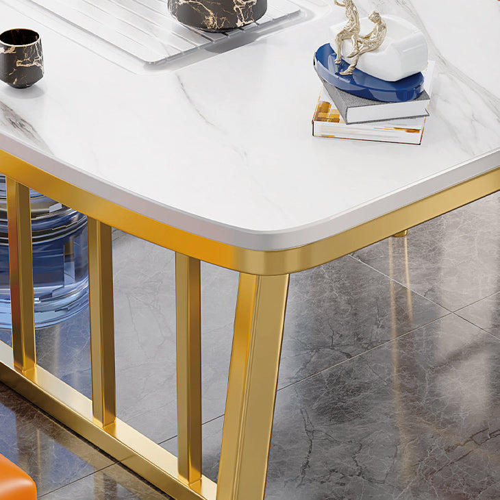 Metal Traditional Luxury Rectangle Table Sintered Stone Table,47"L x 21"W x 29"H Clearhalo ' dining_table' 'Dining Tables & Seating' 'Dining Tables' 'furn' 'furn_dining_table' 'Furniture' 'furniture_dining_table' 'Kitchen & Dining Furniture' 'kitchen&dining_furn' 'kitchen' 'kitchen_dining_table' 4287763