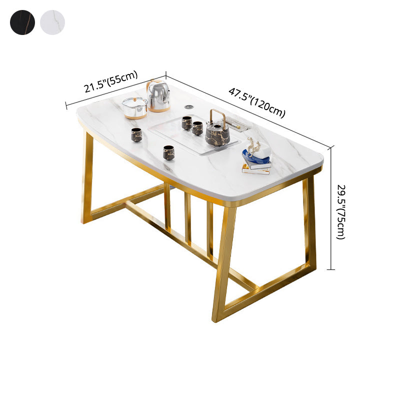 Metal Traditional Luxury Rectangle Table Sintered Stone Table,47"L x 21"W x 29"H Clearhalo ' dining_table' 'Dining Tables & Seating' 'Dining Tables' 'furn' 'furn_dining_table' 'Furniture' 'furniture_dining_table' 'Kitchen & Dining Furniture' 'kitchen&dining_furn' 'kitchen' 'kitchen_dining_table' 4287765