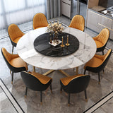 Round Furniture Luxury Style Marble Double Pedestal Dinner Table with Turntable Clearhalo ' dining_table' 'Dining Tables & Seating' 'Dining Tables' 'furn' 'furn_dining_table' 'Furniture' 'furniture_dining_table' 'Kitchen & Dining Furniture' 'kitchen&dining_furn' 'kitchen' 'kitchen_dining_table' 4287767