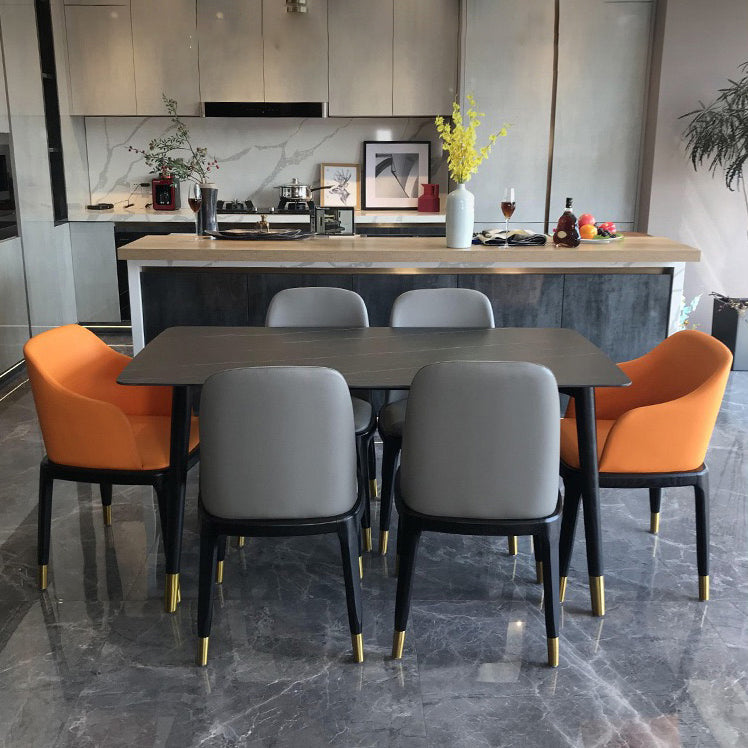 Rectangle Luxury Style Dining Table Two-Color Fixed Table with Sintered Stone Clearhalo ' dining_table' 'Dining Tables & Seating' 'Dining Tables' 'furn' 'furn_dining_table' 'Furniture' 'furniture_dining_table' 'Kitchen & Dining Furniture' 'kitchen&dining_furn' 'kitchen' 'kitchen_dining_table' 4287788