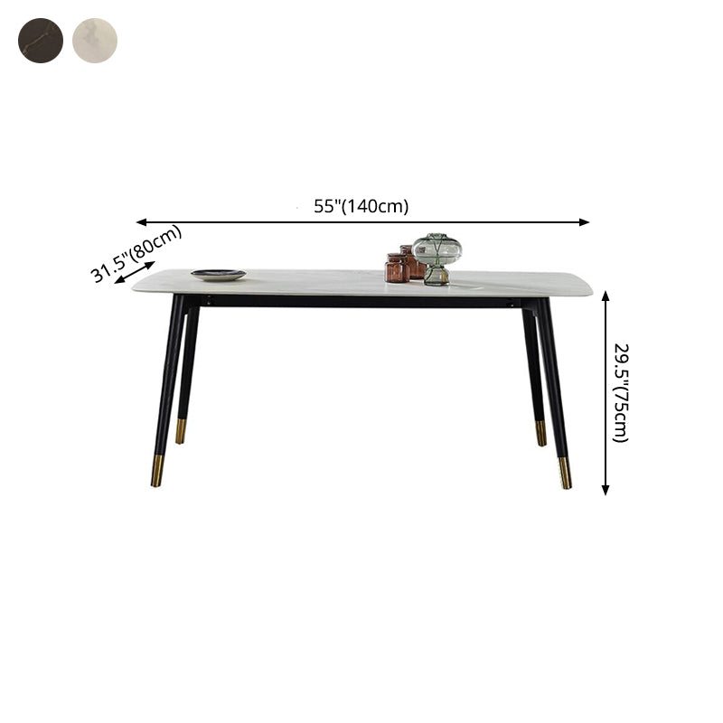 Rectangle Luxury Style Dining Table Two-Color Fixed Table with Sintered Stone Clearhalo ' dining_table' 'Dining Tables & Seating' 'Dining Tables' 'furn' 'furn_dining_table' 'Furniture' 'furniture_dining_table' 'Kitchen & Dining Furniture' 'kitchen&dining_furn' 'kitchen' 'kitchen_dining_table' 4287792