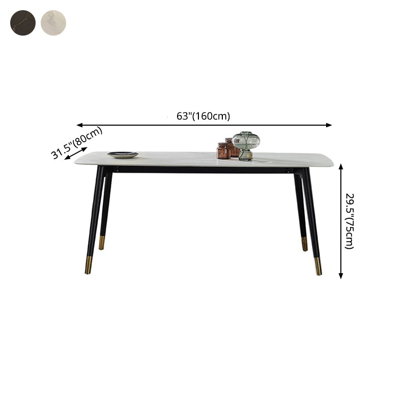 Rectangle Luxury Style Dining Table Two-Color Fixed Table with Sintered Stone Clearhalo ' dining_table' 'Dining Tables & Seating' 'Dining Tables' 'furn' 'furn_dining_table' 'Furniture' 'furniture_dining_table' 'Kitchen & Dining Furniture' 'kitchen&dining_furn' 'kitchen' 'kitchen_dining_table' 4287794