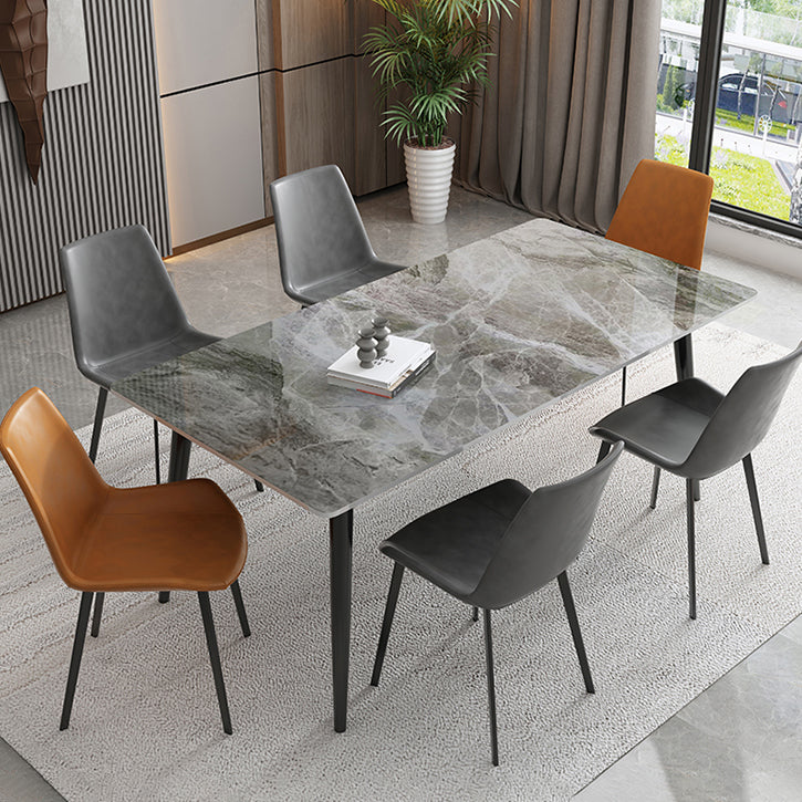 Industrial Style Rectangle Dining Table Stone Dinner Table with Metal 4 Legs Clearhalo ' dining_table' 'Dining Tables & Seating' 'Dining Tables' 'furn' 'furn_dining_table' 'Furniture' 'furniture_dining_table' 'Kitchen & Dining Furniture' 'kitchen&dining_furn' 'kitchen' 'kitchen_dining_table' 4287807