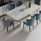 Traditional Luxury Dining Table Rectangle Stone Dining Table with Gold Frame Clearhalo ' dining_table' 'Dining Tables & Seating' 'Dining Tables' 'furn' 'furn_dining_table' 'Furniture' 'furniture_dining_table' 'Kitchen & Dining Furniture' 'kitchen&dining_furn' 'kitchen' 'kitchen_dining_table' 4287850