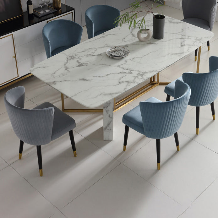 Traditional Luxury Dining Table Rectangle Stone Dining Table with Gold Frame Clearhalo ' dining_table' 'Dining Tables & Seating' 'Dining Tables' 'furn' 'furn_dining_table' 'Furniture' 'furniture_dining_table' 'Kitchen & Dining Furniture' 'kitchen&dining_furn' 'kitchen' 'kitchen_dining_table' 4287850