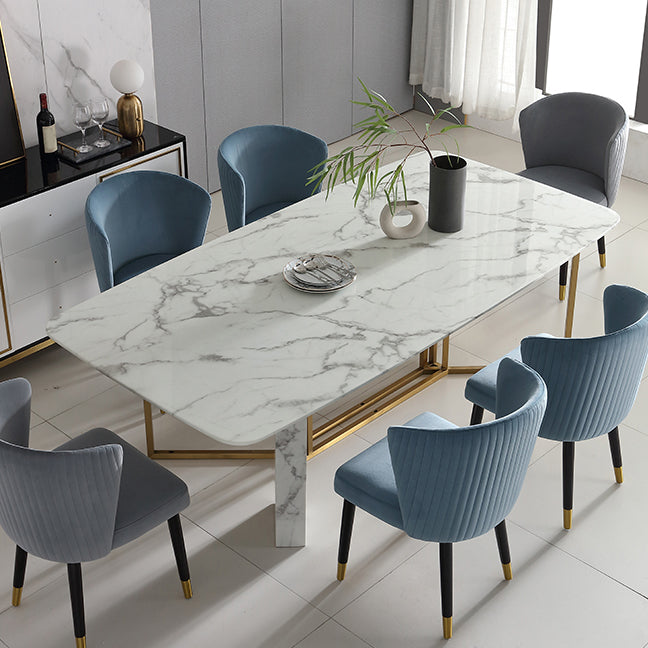 Traditional Luxury Dining Table Rectangle Stone Dining Table with Gold Frame Clearhalo ' dining_table' 'Dining Tables & Seating' 'Dining Tables' 'furn' 'furn_dining_table' 'Furniture' 'furniture_dining_table' 'Kitchen & Dining Furniture' 'kitchen&dining_furn' 'kitchen' 'kitchen_dining_table' 4287851