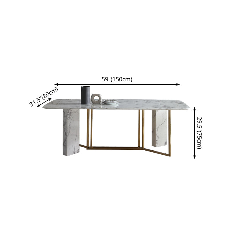 Traditional Luxury Dining Table Rectangle Stone Dining Table with Gold Frame Clearhalo ' dining_table' 'Dining Tables & Seating' 'Dining Tables' 'furn' 'furn_dining_table' 'Furniture' 'furniture_dining_table' 'Kitchen & Dining Furniture' 'kitchen&dining_furn' 'kitchen' 'kitchen_dining_table' 4287856
