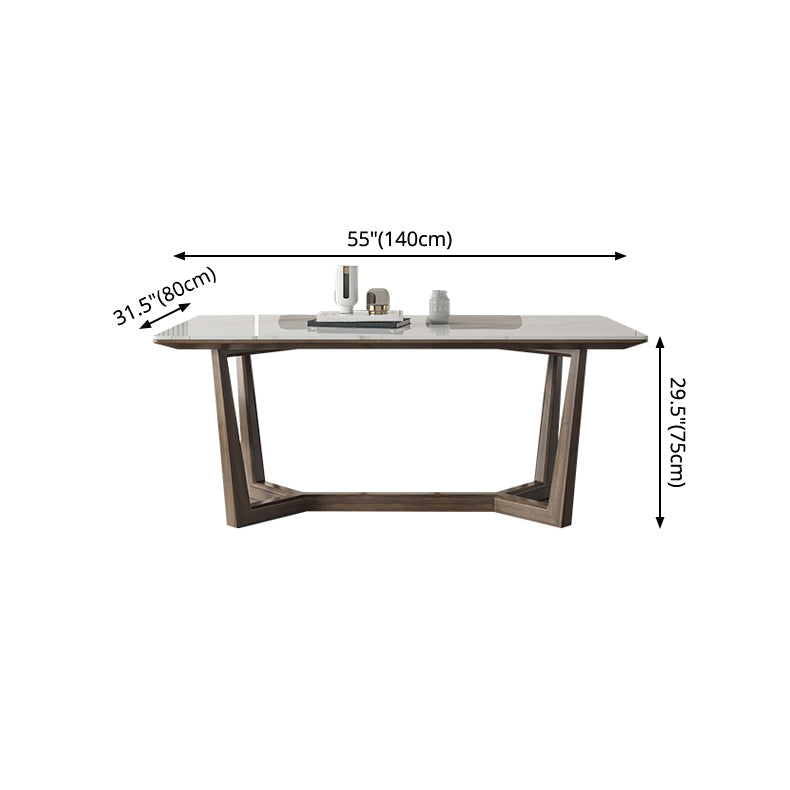 Rectangle Mid-Century Modern Dining Table White Tone Fixed Table with Sintered Stone Clearhalo ' dining_table' 'Dining Tables & Seating' 'Dining Tables' 'furn' 'furn_dining_table' 'Furniture' 'furniture_dining_table' 'Kitchen & Dining Furniture' 'kitchen&dining_furn' 'kitchen' 'kitchen_dining_table' 4287879