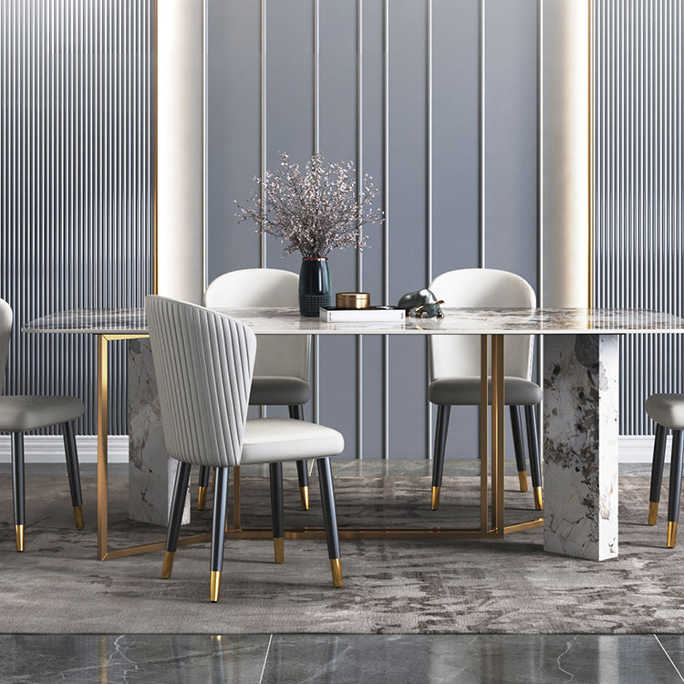 Traditional Luxury Dining Table Rectangle Sintered Stone Dining Table with Gold Frame for Home Clearhalo ' dining_table' 'Dining Tables & Seating' 'Dining Tables' 'furn' 'furn_dining_table' 'Furniture' 'furniture_dining_table' 'Kitchen & Dining Furniture' 'kitchen&dining_furn' 'kitchen' 'kitchen_dining_table' 4287880