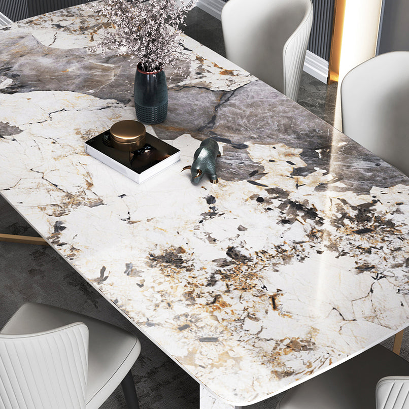 Traditional Luxury Dining Table Rectangle Sintered Stone Dining Table with Gold Frame for Home Clearhalo ' dining_table' 'Dining Tables & Seating' 'Dining Tables' 'furn' 'furn_dining_table' 'Furniture' 'furniture_dining_table' 'Kitchen & Dining Furniture' 'kitchen&dining_furn' 'kitchen' 'kitchen_dining_table' 4287885