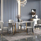 Traditional Luxury Dining Table Rectangle Sintered Stone Dining Table with Gold Frame for Home Clearhalo ' dining_table' 'Dining Tables & Seating' 'Dining Tables' 'furn' 'furn_dining_table' 'Furniture' 'furniture_dining_table' 'Kitchen & Dining Furniture' 'kitchen&dining_furn' 'kitchen' 'kitchen_dining_table' 4287890