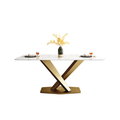 Rectangle Pedestal Table Luxury Style Stone Dining Room Collection for Home Without Chairs Clearhalo ' dining_table' 'Dining Tables & Seating' 'Dining Tables' 'furn' 'furn_dining_table' 'Furniture' 'furniture_dining_table' 'Kitchen & Dining Furniture' 'kitchen&dining_furn' 'kitchen' 'kitchen_dining_table' 4287920