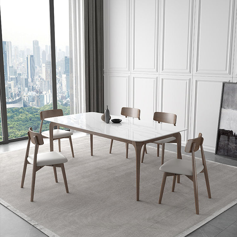 Medieval Modern Sintered Stone Table for Restaurant Rectangle Table with Wooden 4 Legs Clearhalo ' dining_table' 'Dining Tables & Seating' 'Dining Tables' 'furn' 'furn_dining_table' 'Furniture' 'furniture_dining_table' 'Kitchen & Dining Furniture' 'kitchen&dining_furn' 'kitchen' 'kitchen_dining_table' 4287928