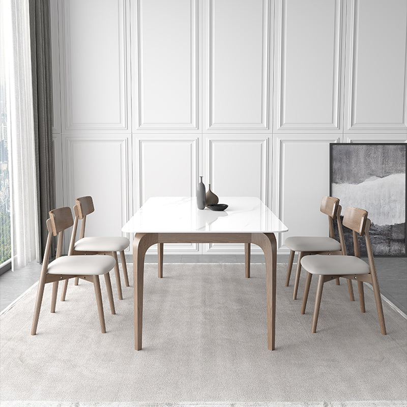 Medieval Modern Sintered Stone Table for Restaurant Rectangle Table with Wooden 4 Legs Clearhalo ' dining_table' 'Dining Tables & Seating' 'Dining Tables' 'furn' 'furn_dining_table' 'Furniture' 'furniture_dining_table' 'Kitchen & Dining Furniture' 'kitchen&dining_furn' 'kitchen' 'kitchen_dining_table' 4287938