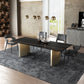 Metal Traditional Luxury Rectangle Table Black Sintered Stone Top Table for Dining Room Clearhalo ' dining_table' 'Dining Tables & Seating' 'Dining Tables' 'furn' 'furn_dining_table' 'Furniture' 'furniture_dining_table' 'Kitchen & Dining Furniture' 'kitchen&dining_furn' 'kitchen' 'kitchen_dining_table' 4287944