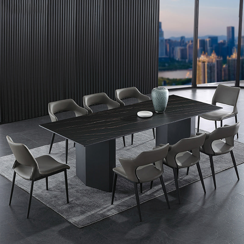 Metal Traditional Luxury Rectangle Table Black Sintered Stone Top Table for Dining Room Clearhalo ' dining_table' 'Dining Tables & Seating' 'Dining Tables' 'furn' 'furn_dining_table' 'Furniture' 'furniture_dining_table' 'Kitchen & Dining Furniture' 'kitchen&dining_furn' 'kitchen' 'kitchen_dining_table' 4287946