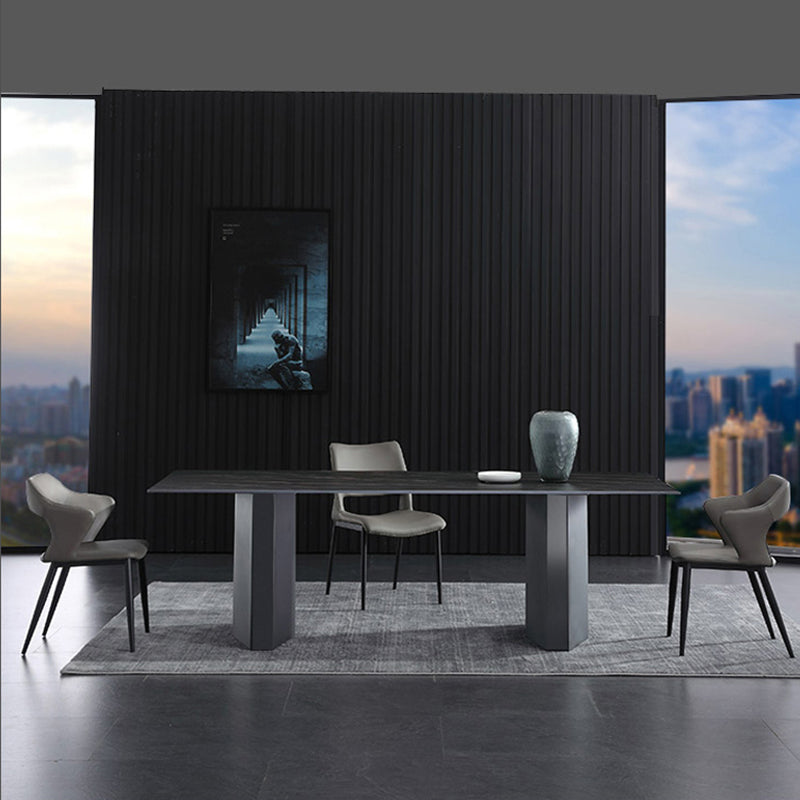 Metal Traditional Luxury Rectangle Table Black Sintered Stone Top Table for Dining Room Clearhalo ' dining_table' 'Dining Tables & Seating' 'Dining Tables' 'furn' 'furn_dining_table' 'Furniture' 'furniture_dining_table' 'Kitchen & Dining Furniture' 'kitchen&dining_furn' 'kitchen' 'kitchen_dining_table' 4287947