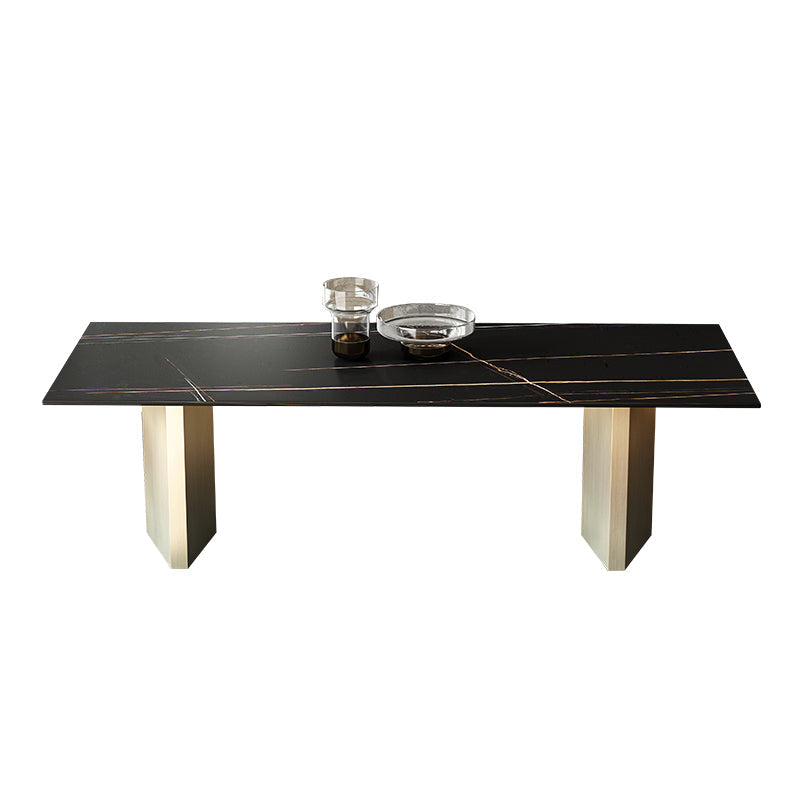 Metal Traditional Luxury Rectangle Table Black Sintered Stone Top Table for Dining Room Gold Without Chairs Clearhalo ' dining_table' 'Dining Tables & Seating' 'Dining Tables' 'furn' 'furn_dining_table' 'Furniture' 'furniture_dining_table' 'Kitchen & Dining Furniture' 'kitchen&dining_furn' 'kitchen' 'kitchen_dining_table' 4287948