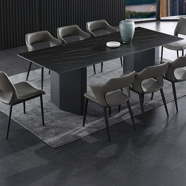 Metal Traditional Luxury Rectangle Table Black Sintered Stone Top Table for Dining Room Clearhalo ' dining_table' 'Dining Tables & Seating' 'Dining Tables' 'furn' 'furn_dining_table' 'Furniture' 'furniture_dining_table' 'Kitchen & Dining Furniture' 'kitchen&dining_furn' 'kitchen' 'kitchen_dining_table' 4287955