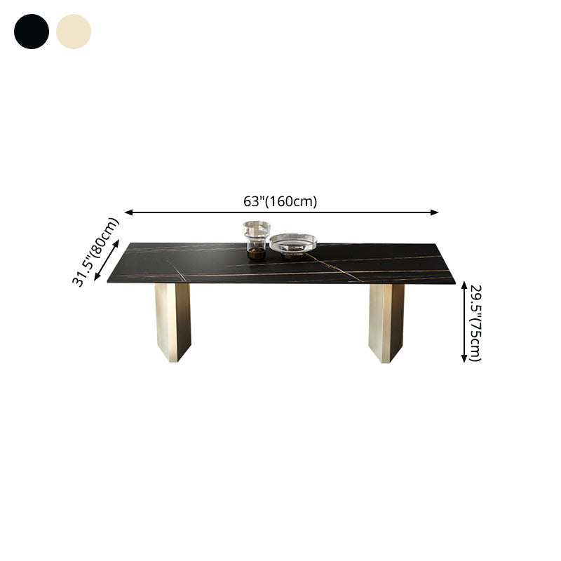 Metal Traditional Luxury Rectangle Table Black Sintered Stone Top Table for Dining Room Clearhalo ' dining_table' 'Dining Tables & Seating' 'Dining Tables' 'furn' 'furn_dining_table' 'Furniture' 'furniture_dining_table' 'Kitchen & Dining Furniture' 'kitchen&dining_furn' 'kitchen' 'kitchen_dining_table' 4287957