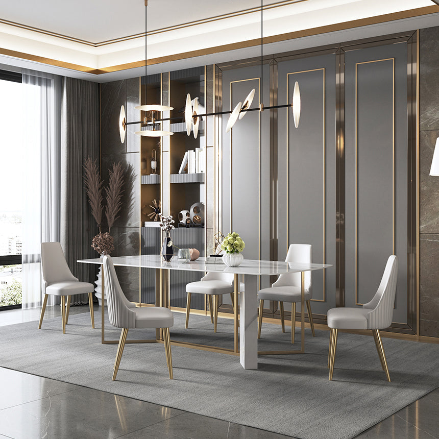 Traditional Luxury Dining Table Rectangle Sintered Stone White Dining Table for Dinning Room Clearhalo ' dining_table' 'Dining Tables & Seating' 'Dining Tables' 'furn' 'furn_dining_table' 'Furniture' 'furniture_dining_table' 'Kitchen & Dining Furniture' 'kitchen&dining_furn' 'kitchen' 'kitchen_dining_table' 4287962