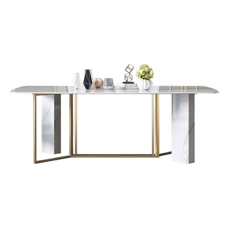 Traditional Luxury Dining Table Rectangle Sintered Stone White Dining Table for Dinning Room Without Chairs Clearhalo ' dining_table' 'Dining Tables & Seating' 'Dining Tables' 'furn' 'furn_dining_table' 'Furniture' 'furniture_dining_table' 'Kitchen & Dining Furniture' 'kitchen&dining_furn' 'kitchen' 'kitchen_dining_table' 4287963